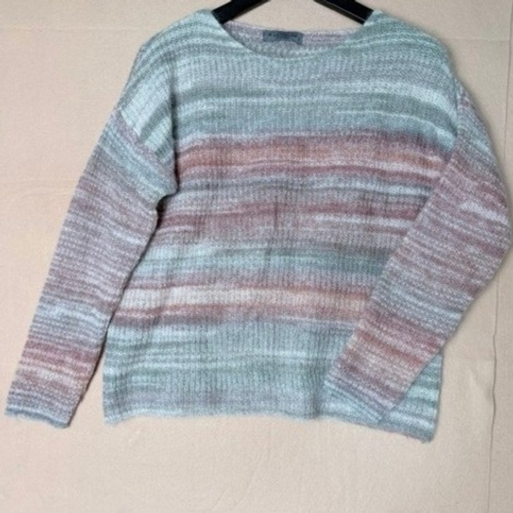 Elsamanda Italy Womens S Alpaca Mohair Wool Sweater Pastel Striped Oversized